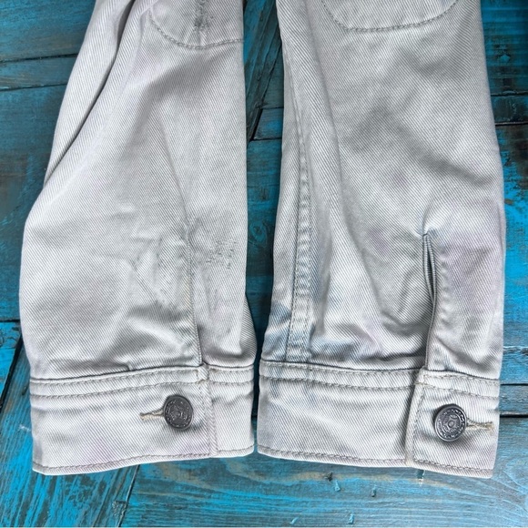 Free People Baja Jacket Distressed Cropped Size 12 Denim Casual - Picture 12 of 16